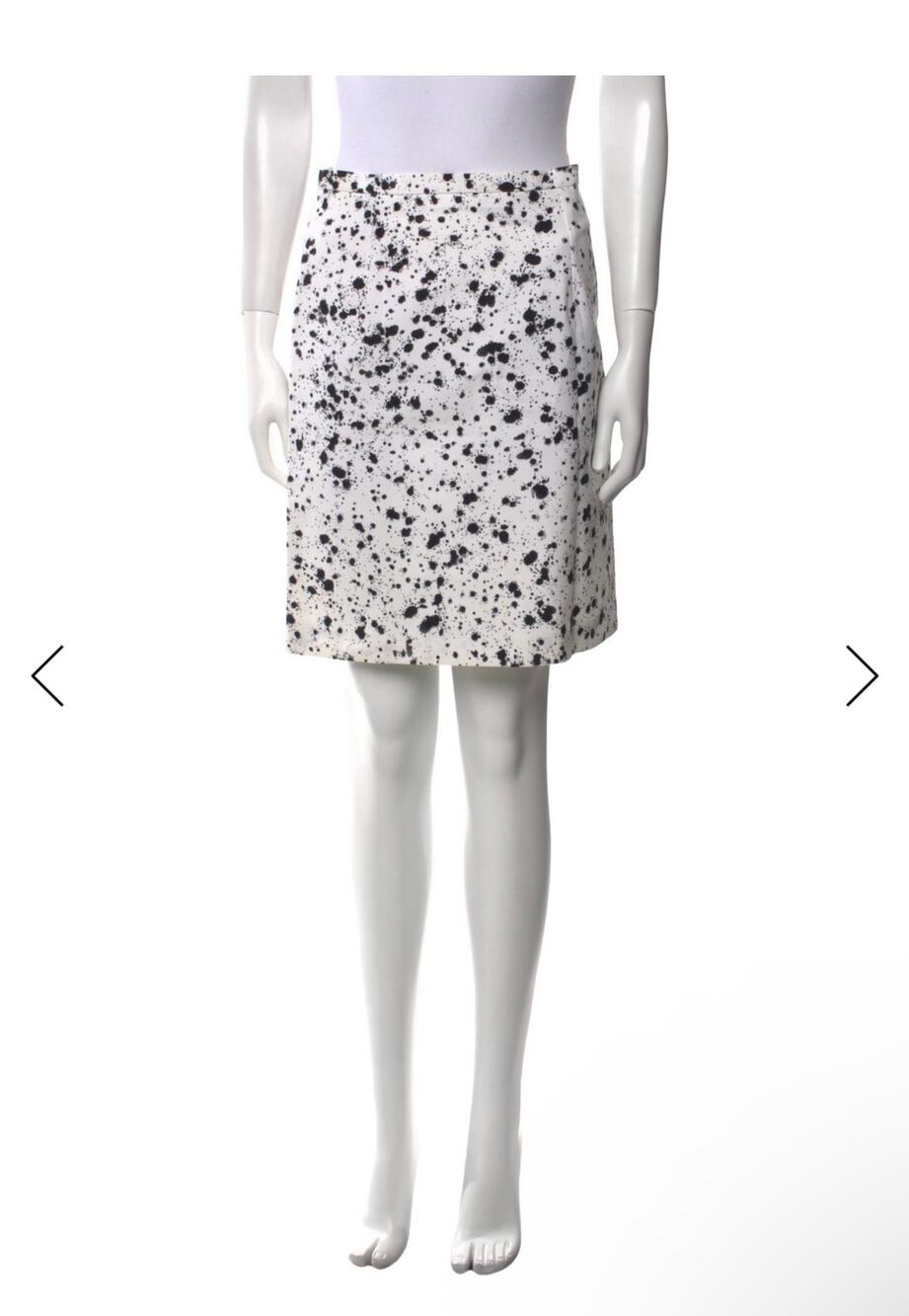 White and Black Pencil Skirt size 4 - Paint-Spatter Print